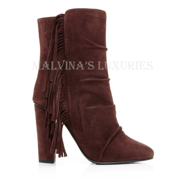 GIUSEPPE ZANOTTI BOOTS ALABAMA ANKLE BOOTIES FRINGE SUEDE LEATHER - Picture 4 of 11